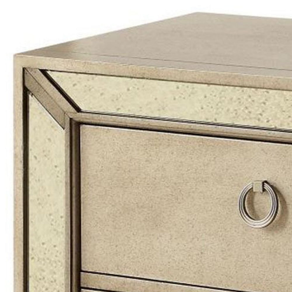 Leena 30’ Nightstand Mirror Trim 2 Drawers Champagne Gold By Casagear Home BM300705