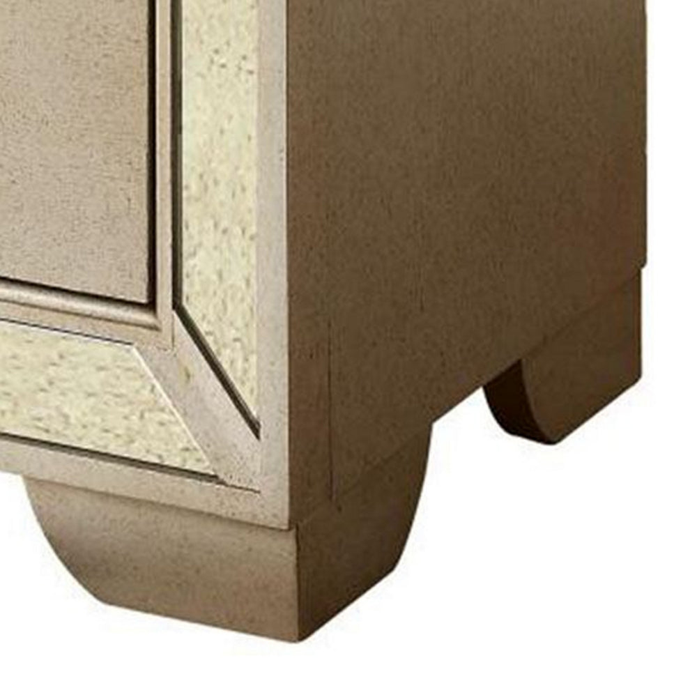 Leena 30’ Nightstand Mirror Trim 2 Drawers Champagne Gold By Casagear Home BM300705