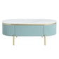 Ville 48’’ Oblong Coffee Table Faux Marble Top Teal White By Casagear Home BM300712