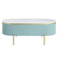 Ville 48’’ Oblong Coffee Table Faux Marble Top Teal White By Casagear Home BM300712