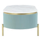 Ville 48’’ Oblong Coffee Table Faux Marble Top Teal White By Casagear Home BM300712