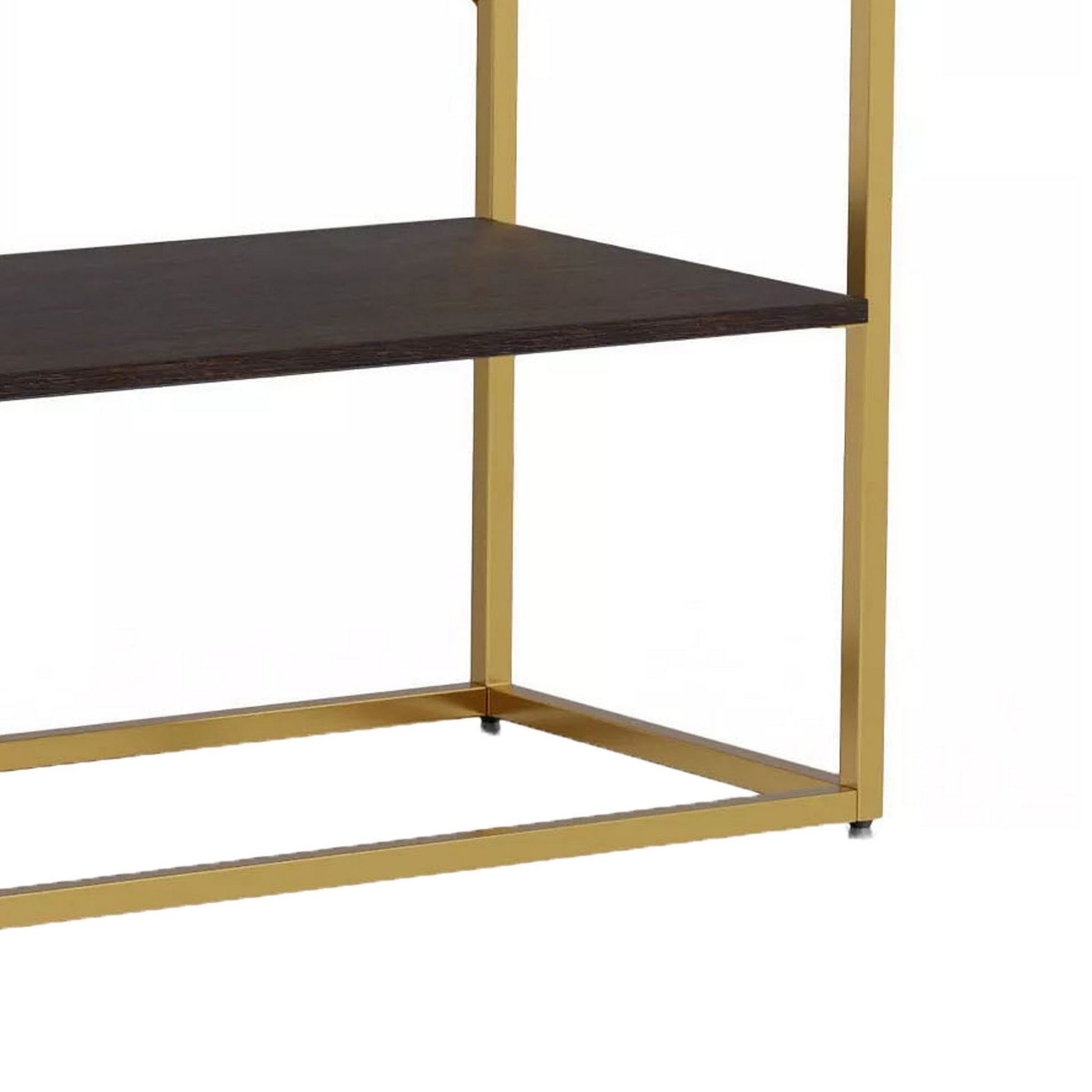 Bran 48’’ Sofa Console Table Gold Steel Base Brown Wood By Casagear Home BM300727