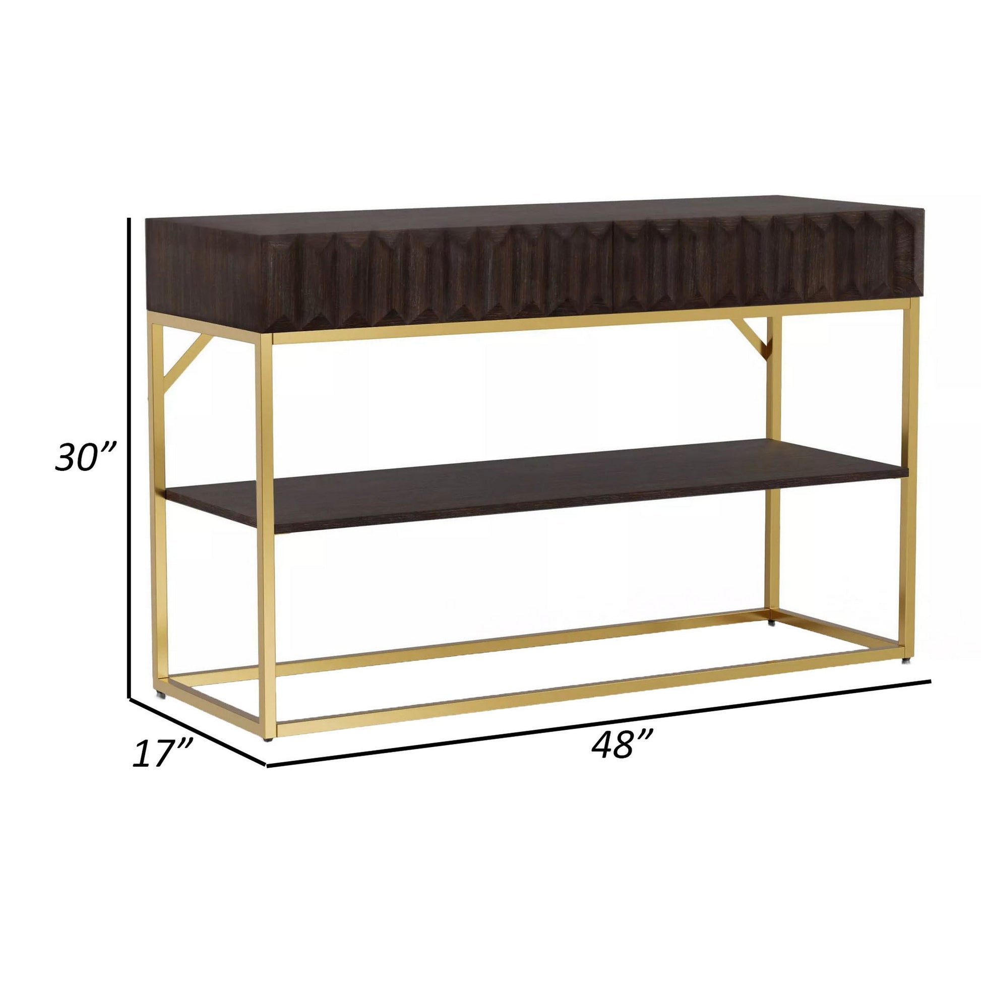 Bran 48’’ Sofa Console Table Gold Steel Base Brown Wood By Casagear Home BM300727