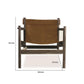 Meh 28 Inch Armchair with Brown Top Grain Leather Rustic Gray Acacia Wood By Casagear Home BM300790