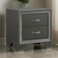 Zula 24" 2 Drawer Nightstand, Faux Diamond Trim, Metal, Gray By Casagear Home