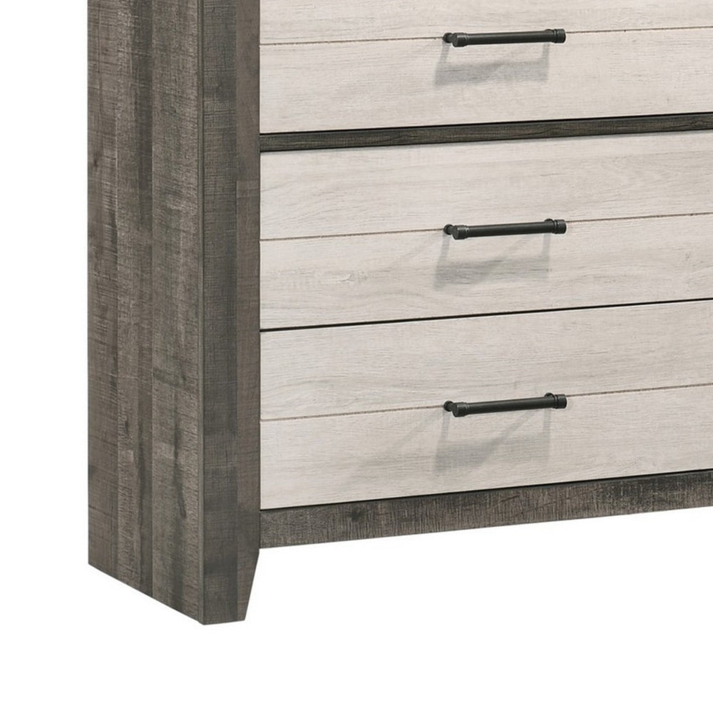 Yaz 58’ 6 Drawer Dresser Bar Handles White and Gray By Casagear Home BM300832