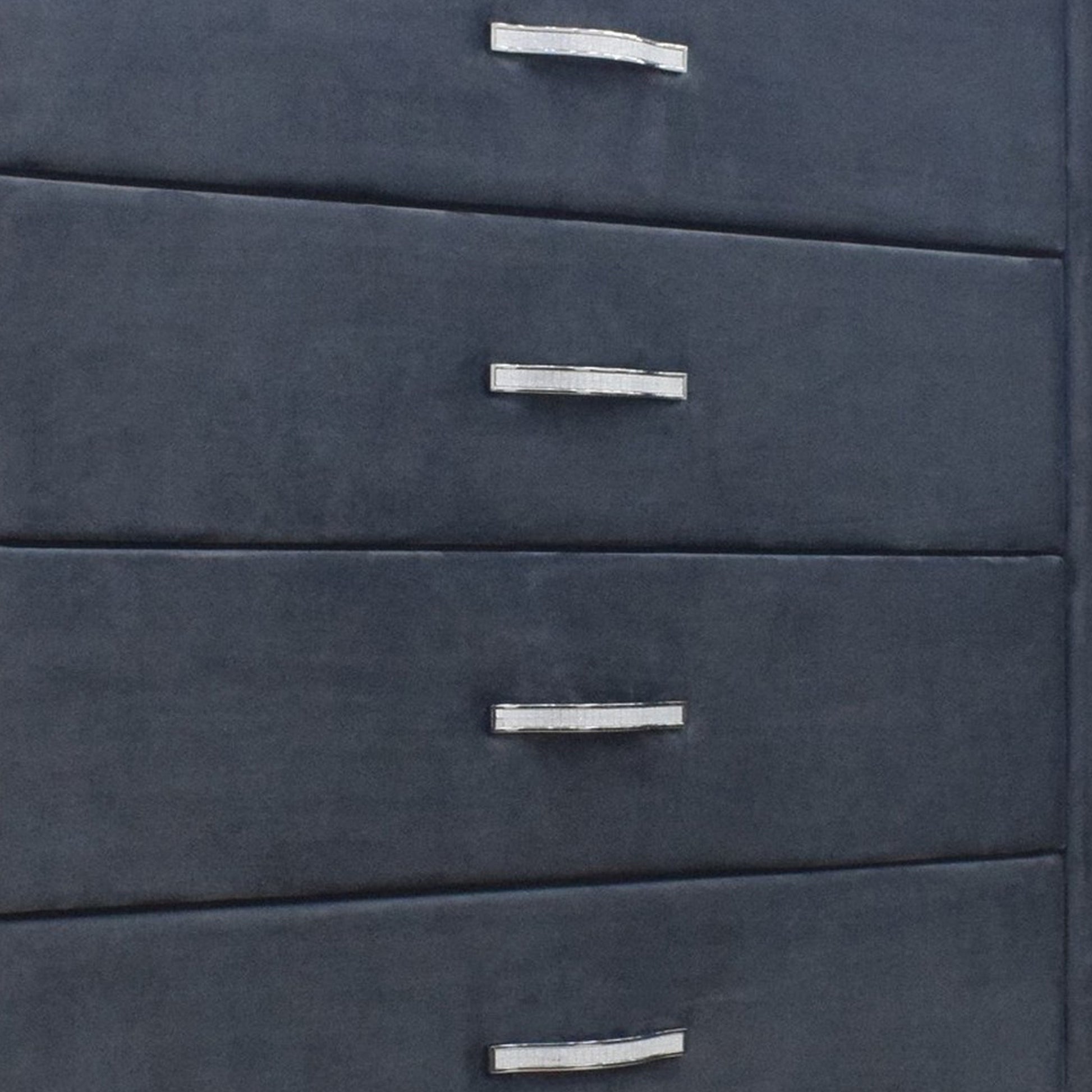 Moha 50’’ Tall 5 Drawer Dresser Chest Glass Gray Velvet By Casagear Home BM300836