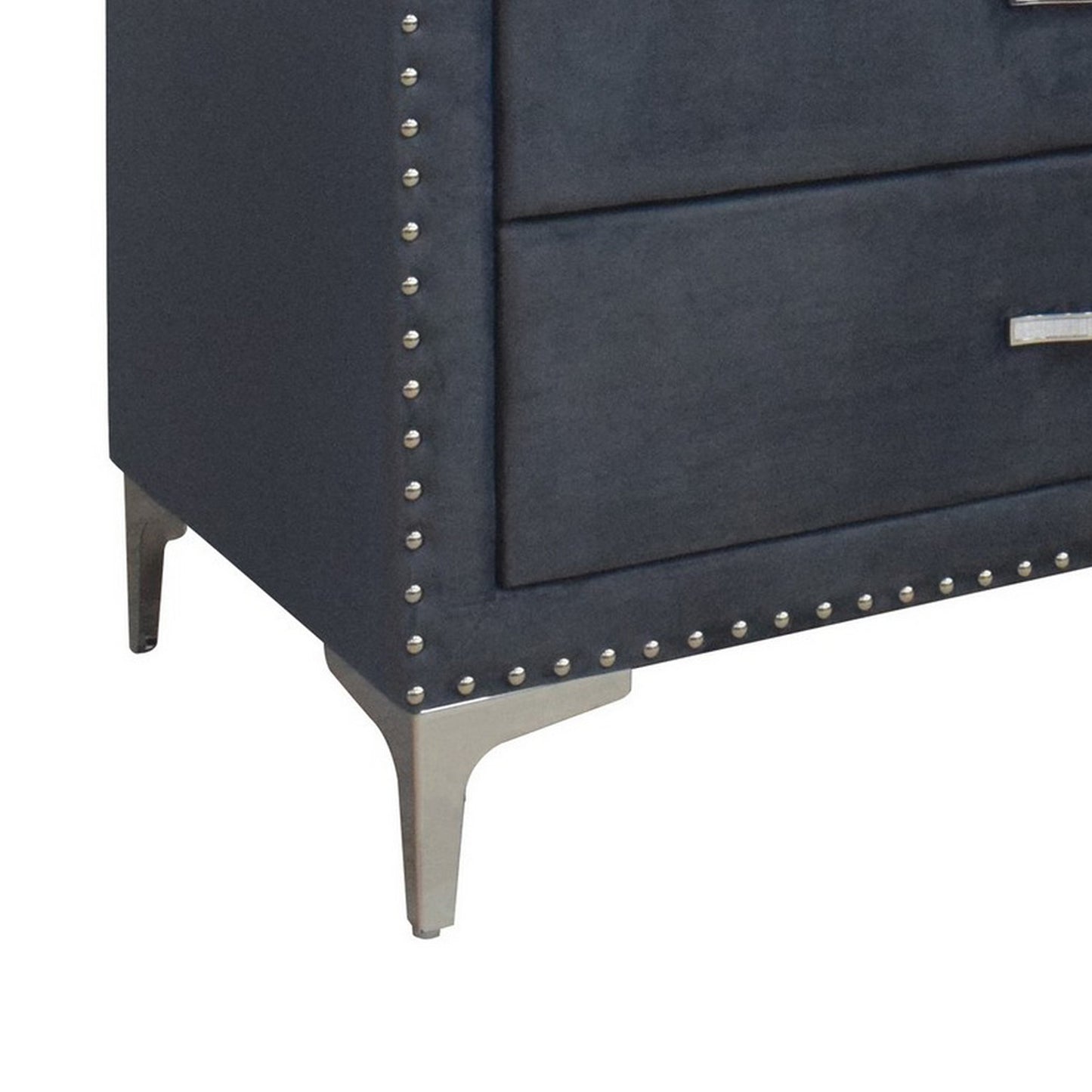 Moha 50’’ Tall 5 Drawer Dresser Chest Glass Gray Velvet By Casagear Home BM300836