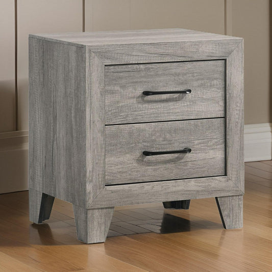 Isha 24" 2 Drawer Nightstand, Metal Handles, Driftwood Gray By Casagear Home