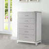 Abi 54 Inch Tall 5 Drawer Dresser Chest Textured Front Crystals White By Casagear Home BM300860