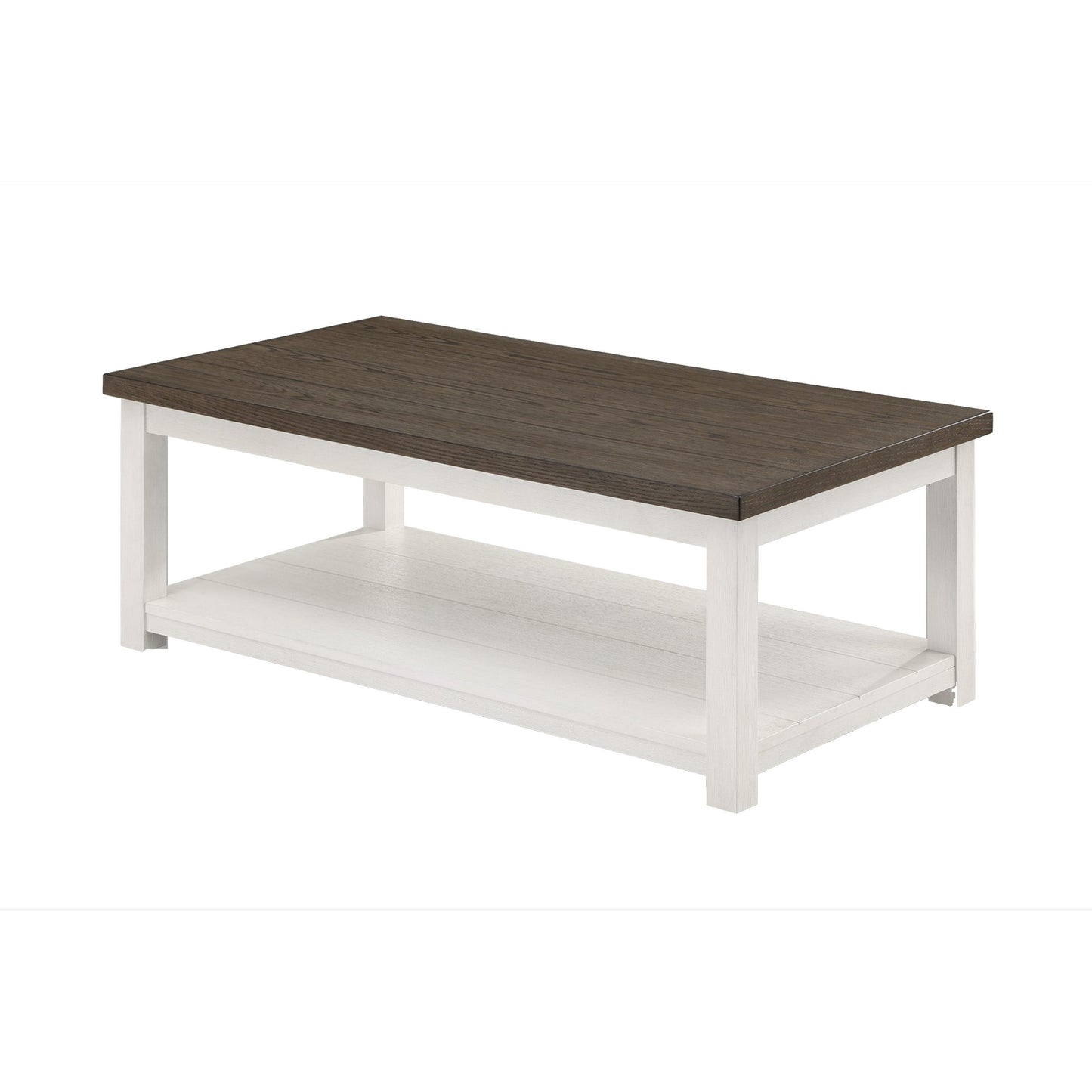 Mon 48’’ Coffee Table Bottom Shelf Brown Top White Frame By Casagear Home BM300877