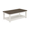 Mon 48" Coffee Table, Bottom Shelf, Brown Top, White Frame By Casagear Home