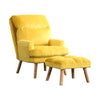 Nina 28 Inch 2 Piece Accent Chair and Ottoman Set Splayed Legs Yellow - BM300900 BM300900