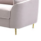 Jace 79 Inch Sofa Beige Polyester Gold Metal Legs Loose Pillow Back By Casagear Home BM300916