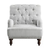 Parry 34 Inch Tufted Accent Chair Gray White Striped Fabric Turned Legs By Casagear Home BM300943