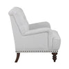 Parry 34 Inch Tufted Accent Chair Gray White Striped Fabric Turned Legs By Casagear Home BM300943