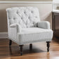 Parry 34 Inch Tufted Accent Chair, Gray White Striped Fabric, Turned Legs By Casagear Home