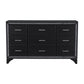 Oro 64 Inch Dresser 9 Drawers Silver Trim Chrome Bar Handles Black By Casagear Home BM300970