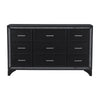 Oro 64 Inch Dresser 9 Drawers Silver Trim Chrome Bar Handles Black By Casagear Home BM300970