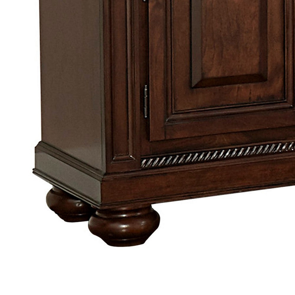 Rion 58 Inch Wood Server Console 2 Door Cabinets Wine Rack Rich Brown By Casagear Home BM300982