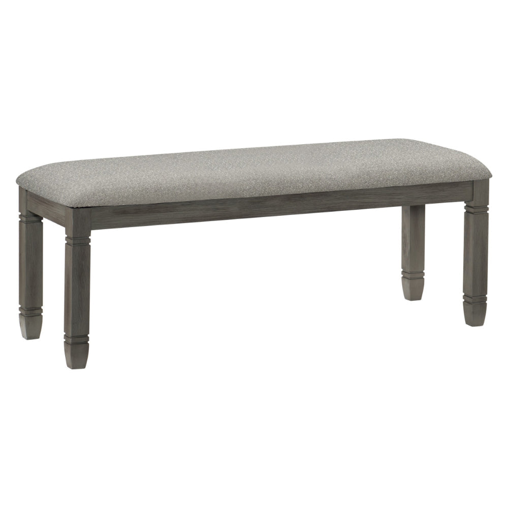 Rome 48’ Bench Gray Fabric Padded Seat Antique Gray Wood By Casagear Home BM300989