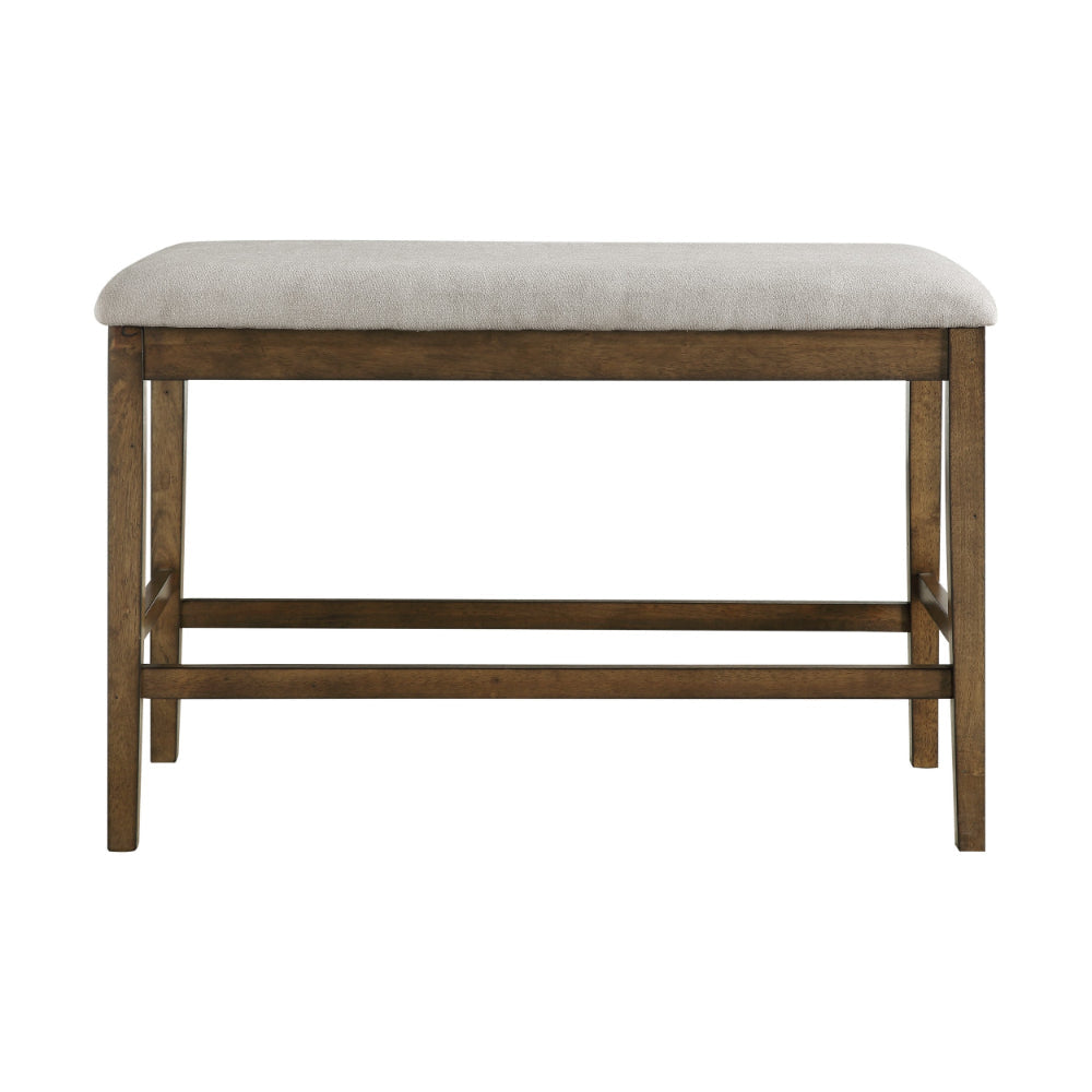 Carl 39’ Counter Bench Gray Fabric Seat Light Oak Wood By Casagear Home BM301005