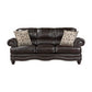 Rhea 88 Inch Accent Sofa Brown Vegan Faux Leather Nailhead Trim Accent By Casagear Home BM301044