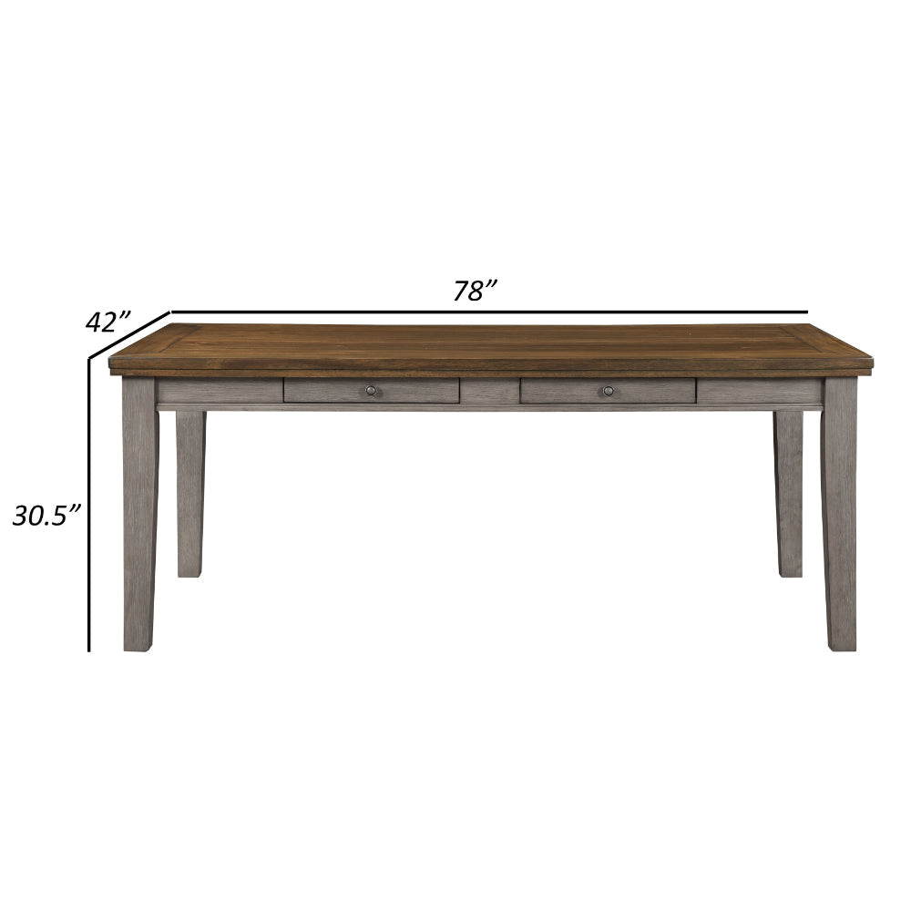 Trea 78 Inch Dining Table 6 Drawers Plank Top 6 Seater Gray Brown By Casagear Home BM301049