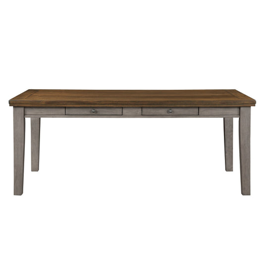 Trea 78 Inch Dining Table, 6 Drawers, Plank Top, 6 Seater, Gray, Brown By Casagear Home