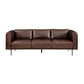 Sen 88 Inch Low Back Tufted Sofa Brown Top Grain Leather Metal Legs By Casagear Home BM301117