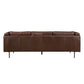 Sen 88 Inch Low Back Tufted Sofa Brown Top Grain Leather Metal Legs By Casagear Home BM301117