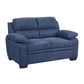 Hugh 58 Inch Loveseat, Blue Fabric, Pillow Armrests, Channel Tufted Back By Casagear Home