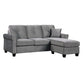 Daye 83 Inch Sectional Sofa, Reversible Chaise, Tufted Gray Velvet Fabric By Casagear Home