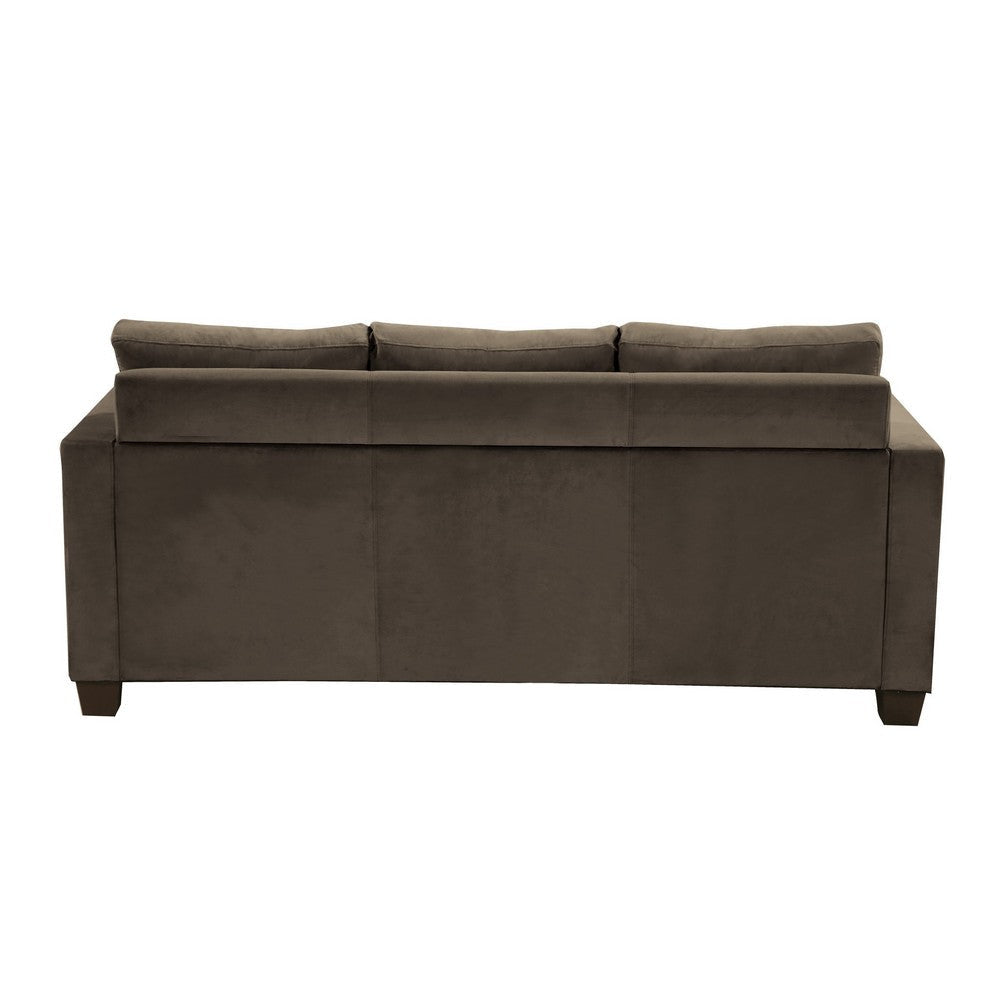 78 Inch Reversible L Shape Sofa Chaise Lounger Brown Microfiber Fabric By Casagear Home BM301168