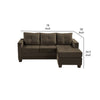 78 Inch Reversible L Shape Sofa Chaise Lounger Brown Microfiber Fabric By Casagear Home BM301168