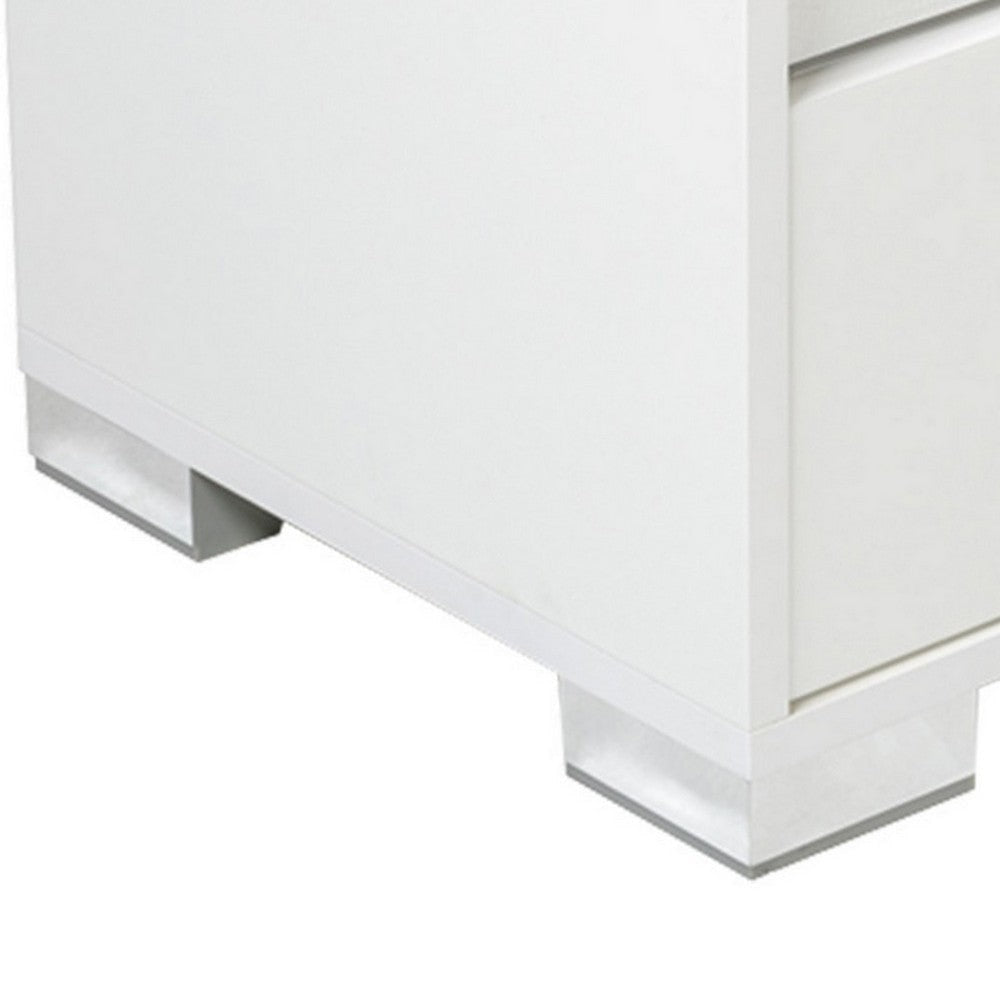 Cid Mina 24’’ Nightstand 2 Drawers Lacquer Finish White By Casagear Home BM301303