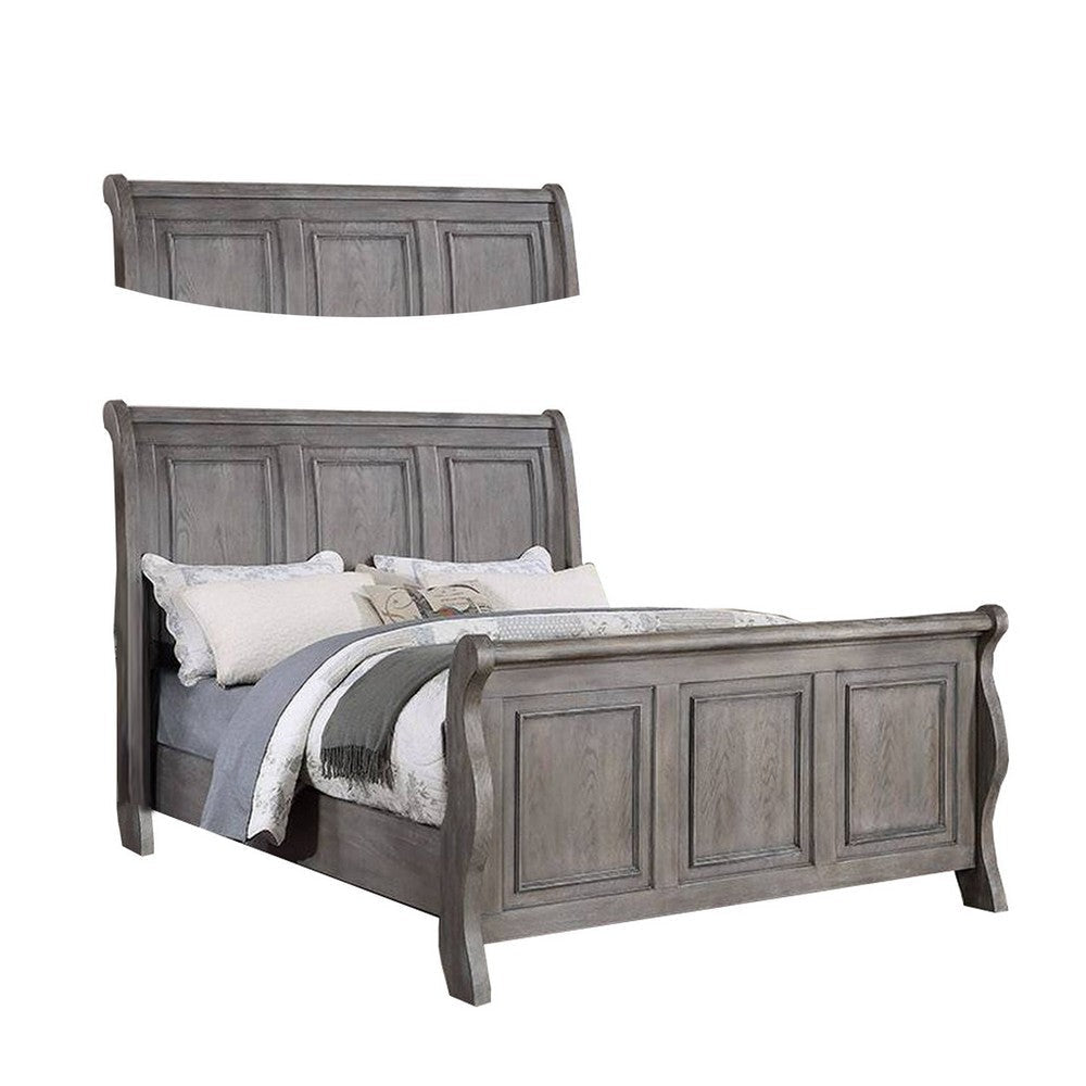 Demi California King Bed Sleigh Headboard Panel Molding Oak Gray Wood By Casagear Home BM301325