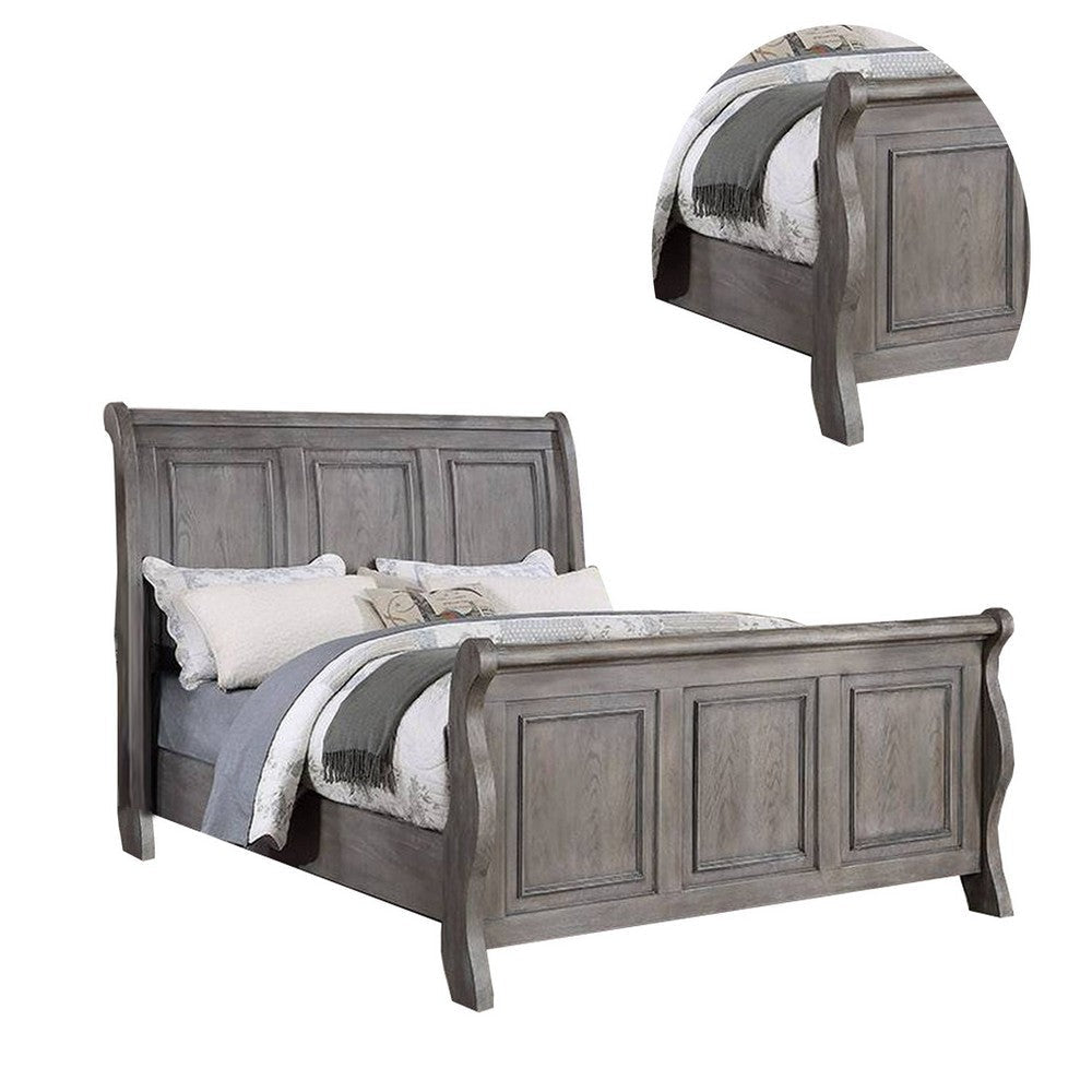 Demi California King Bed Sleigh Headboard Panel Molding Oak Gray Wood By Casagear Home BM301325