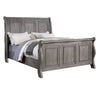 Demi California King Bed, Sleigh Headboard, Panel Molding, Oak Gray Wood By Casagear Home