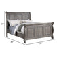 Demi King Size Bed Sleigh Headboard Tri Panel Molding Oak Gray Wood By Casagear Home BM301326