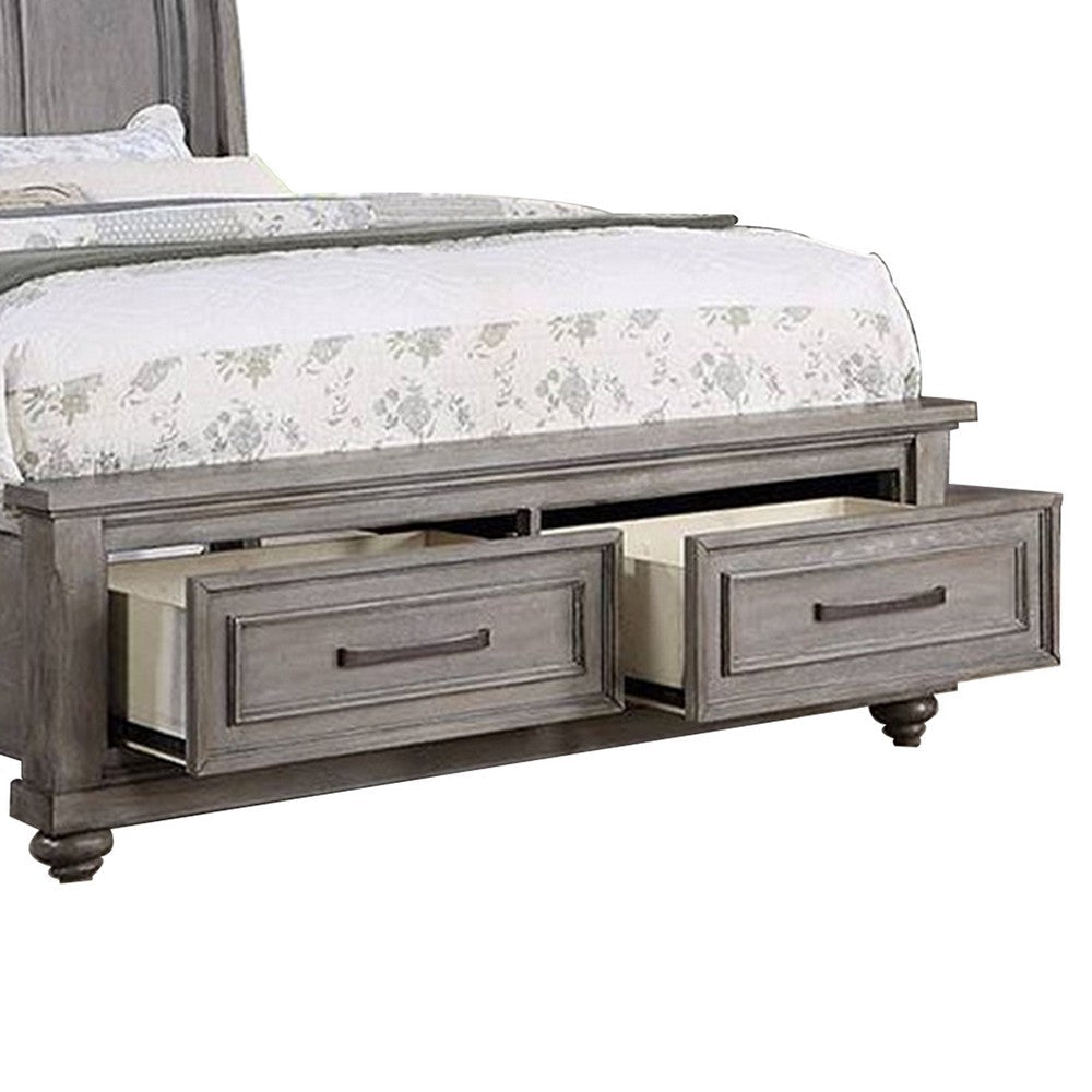 Demi California King Bed Sleigh Headboard Storage Drawers Oak Gray Wood By Casagear Home BM301328