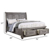 Demi California King Bed Sleigh Headboard Storage Drawers Oak Gray Wood By Casagear Home BM301328