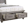 Demi Queen Size Bed Sleigh Headboard 2 Storage Drawers Oak Gray Wood By Casagear Home BM301330