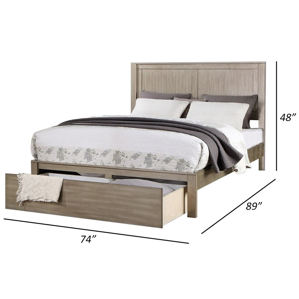 Kali Platform California King Bed Panel Design Storage Drawer Light Tan By Casagear Home BM301343