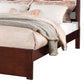 Kali Platform King Size Bed Panel Rectangular Design Cherry Brown Wood By Casagear Home BM301347