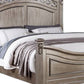 Aza Traditional Wood King Size Bed Leaf Carvings Champagne Gold Finish By Casagear Home BM301361