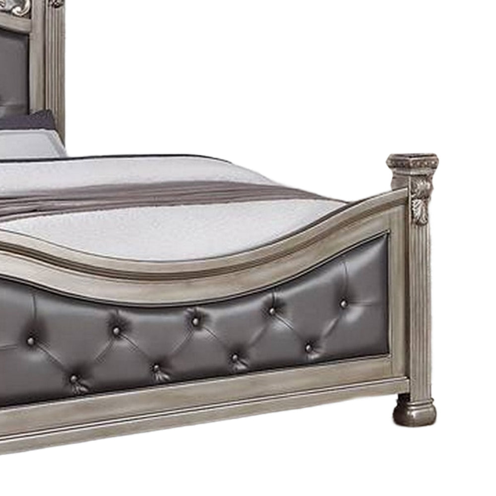 Jax Traditional Queen Size Bed Tufted Upholstered Headboard Champagne By Casagear Home BM301365