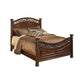 Aza Traditional Wood California King Bed, Leaf Carvings, Rich Cherry Brown By Casagear Home