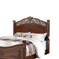 Aza Traditional Wood Queen Size Bed Leaf Carvings Rich Cherry Brown By Casagear Home BM301368