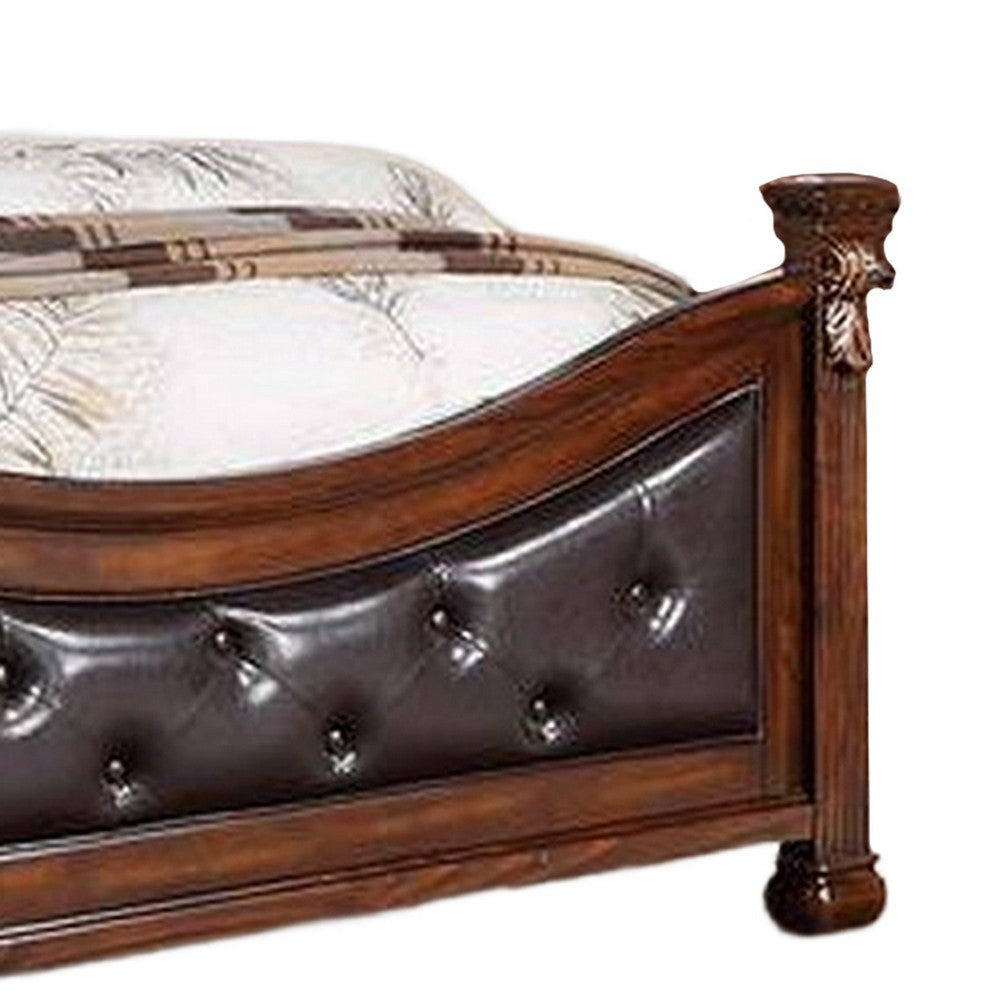 Jax Traditional Queen Size Bed Tufted Upholstered Headboard Cherry Brown By Casagear Home BM301371